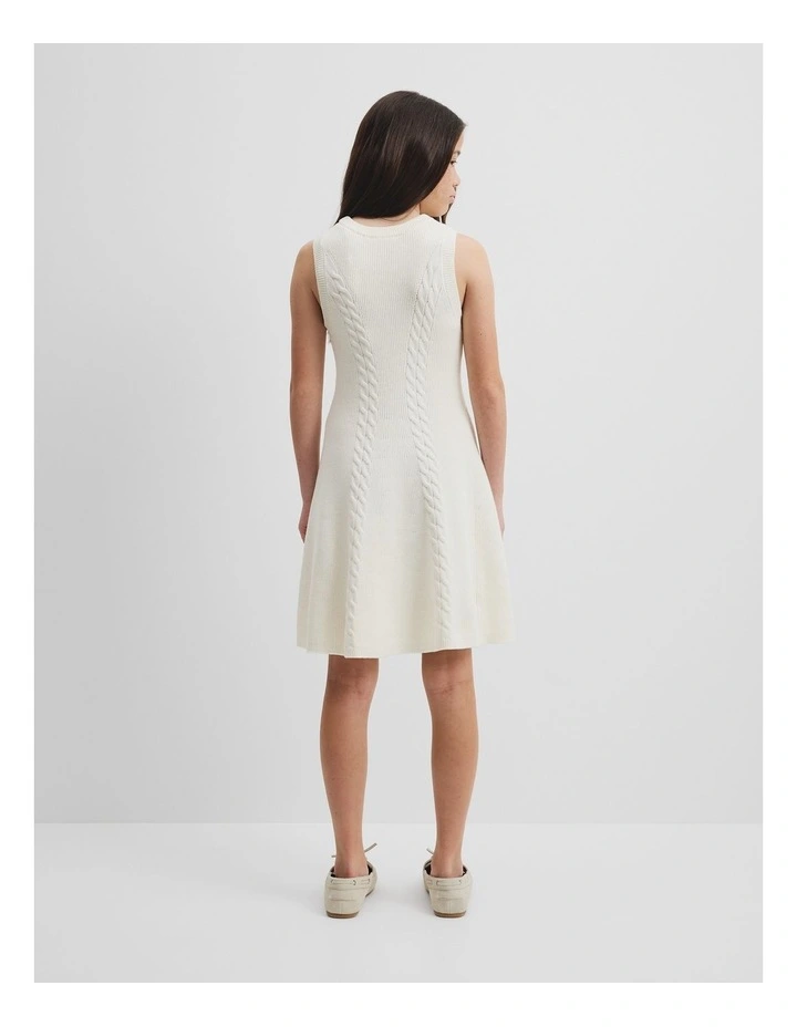 Teen Cable Knit Dress in Vanilla image 4