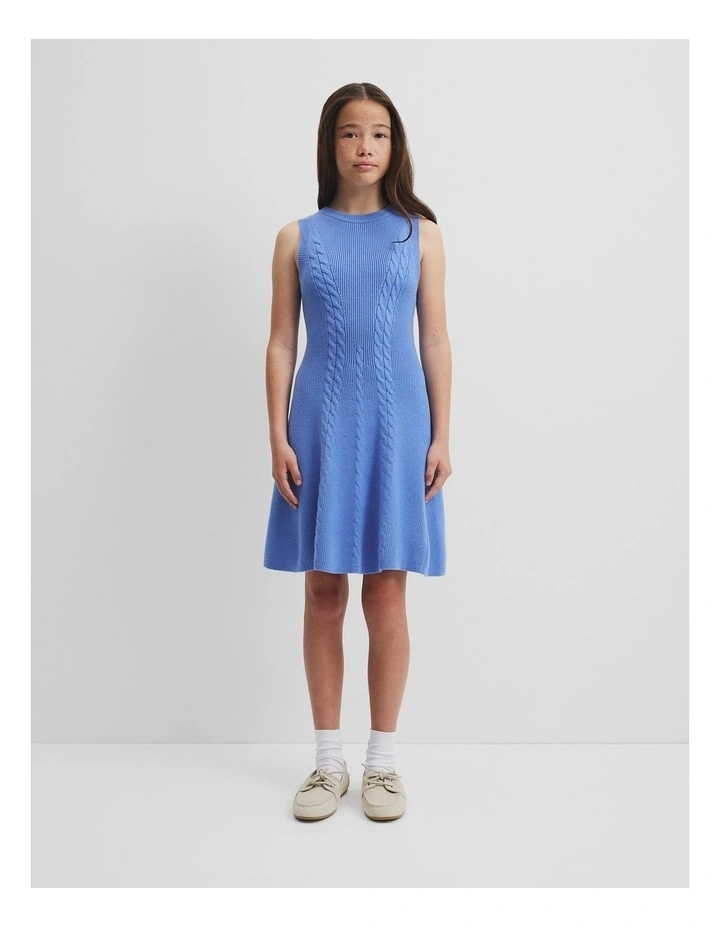 Teen Cable Knit Dress in Wedgewood Blue image 1