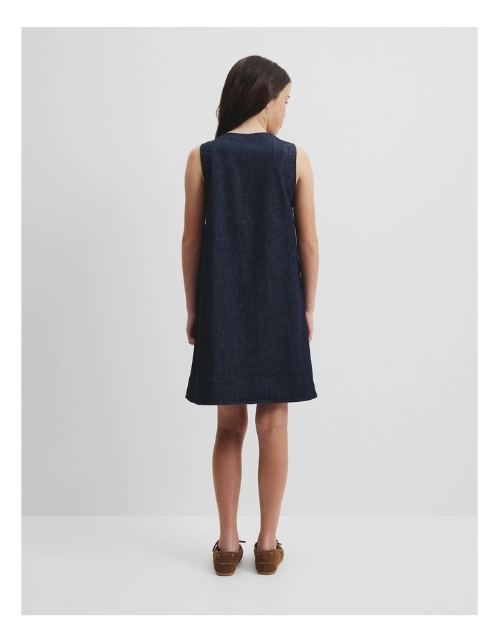 Teen Denim Shift Dress in Mid Blue Wash image 5