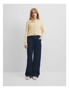 Teen Cable Knit Cardigan in Buttermilk