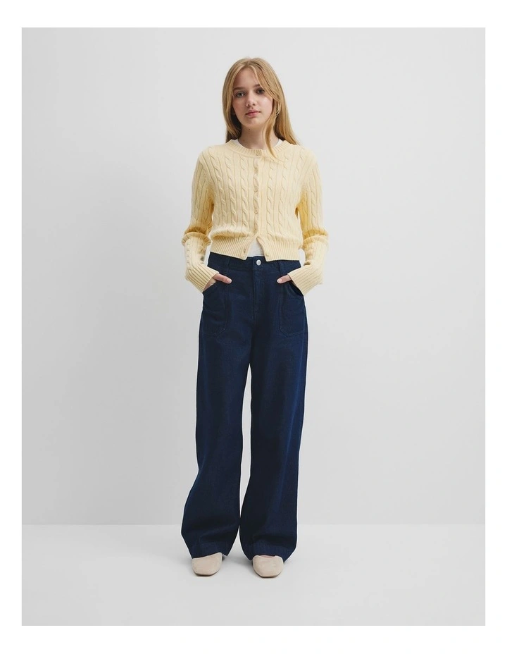 Teen Hi Rise Wide Jean in Dark Indigo image 1