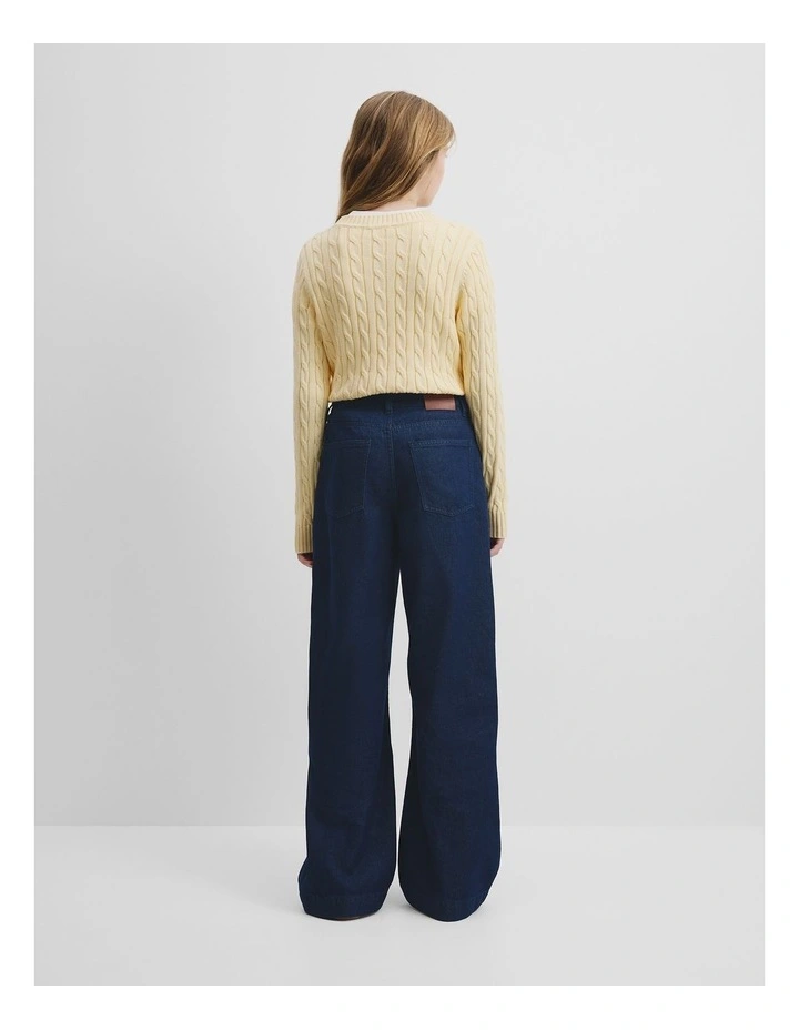 Teen Hi Rise Wide Jean in Dark Indigo image 4