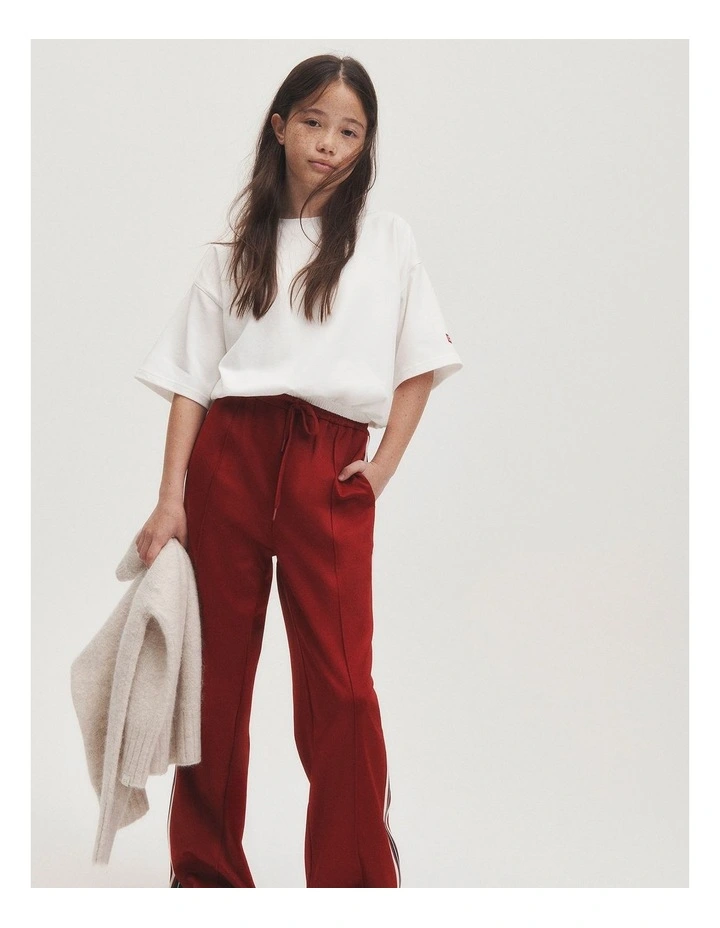 Teen Wide Legging Track Pant in Maple Red image 2
