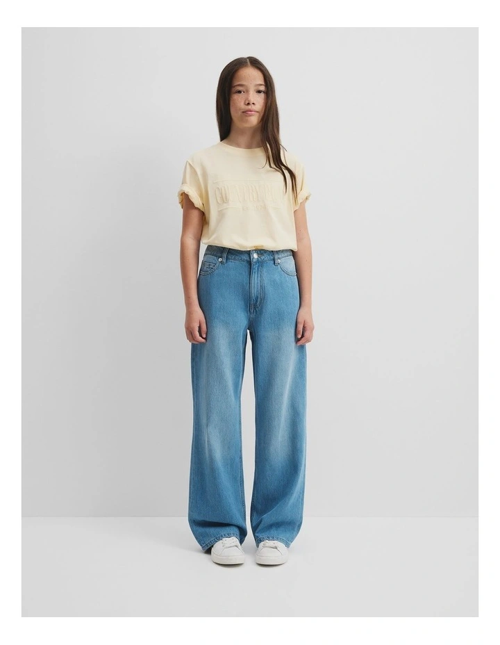 Teen Mid Rise Straight Jean in Light Indigo image 1