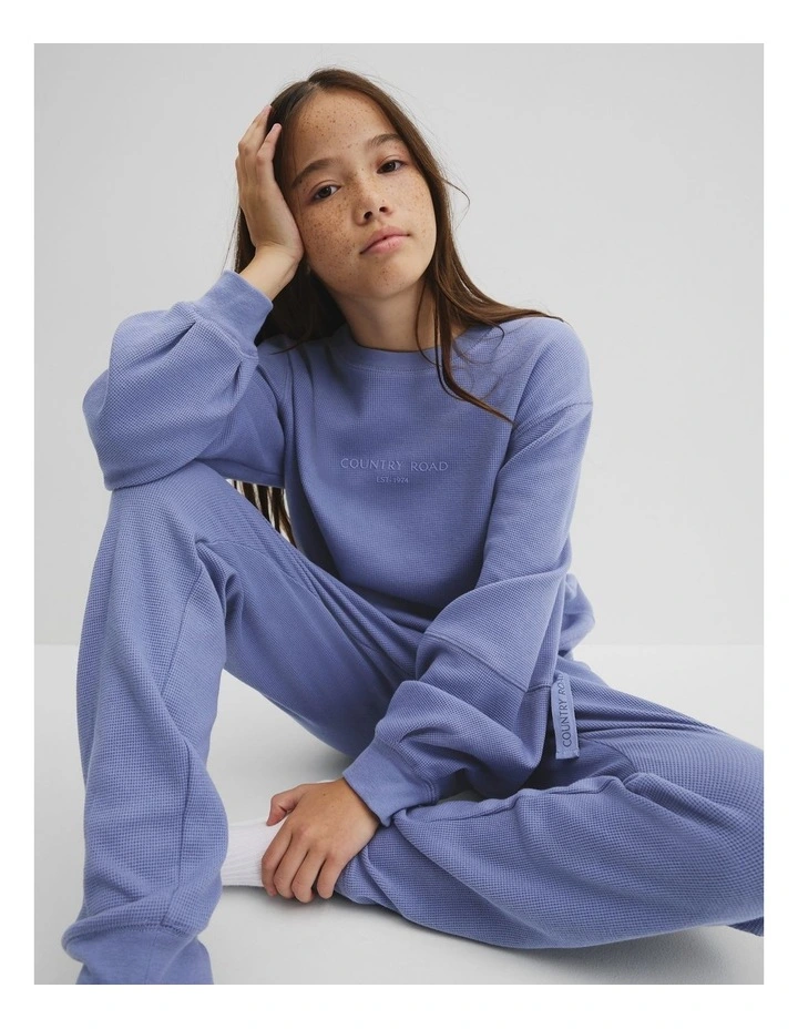 Teen Waffle Pyjama in Porcelain Blue image 2