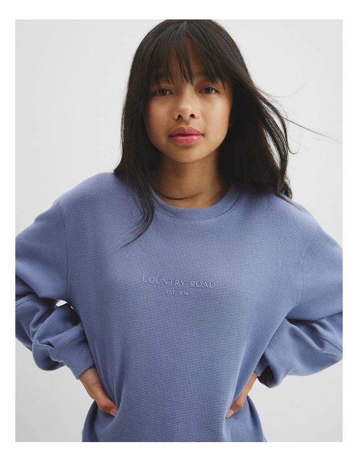 Teen Waffle Pyjama in Porcelain Blue image 3