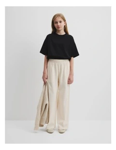 Wide Legging Sweat Pant in Oyster