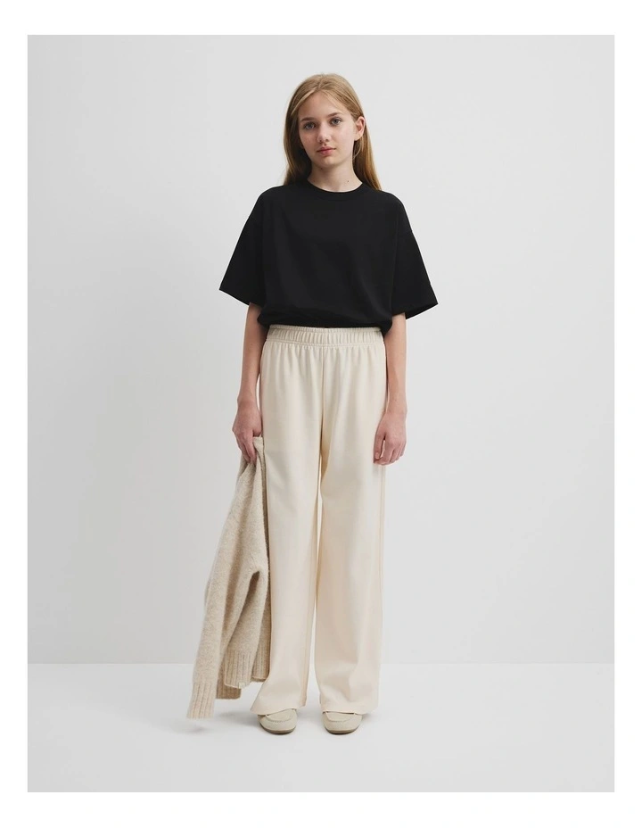 Wide Legging Sweat Pant in Oyster image 1