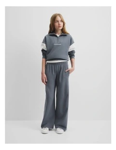 Wide Legging Sweat Pant in Slate