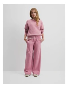 Wide Legging Sweat Pant in Dusty Berry