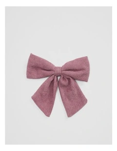 Corduroy Bow Clip in Berry