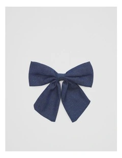 Denim Bow Clip in Denim Blue