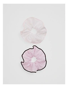 Gingham Scunchie Pack Of 2 in Mineral Pink