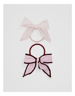 Gingham Hairtie Pack Of 2 in Mineral Pink