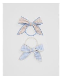 Gingham Hairtie Pack Of 2 in Bluebell
