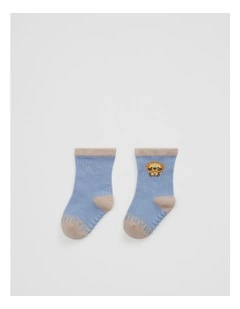 Lion Sock in Soft Blue