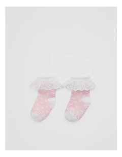 Heart Frill Socks in Playful Pink