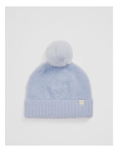 Fluffy Knit Beanie in Bluebell