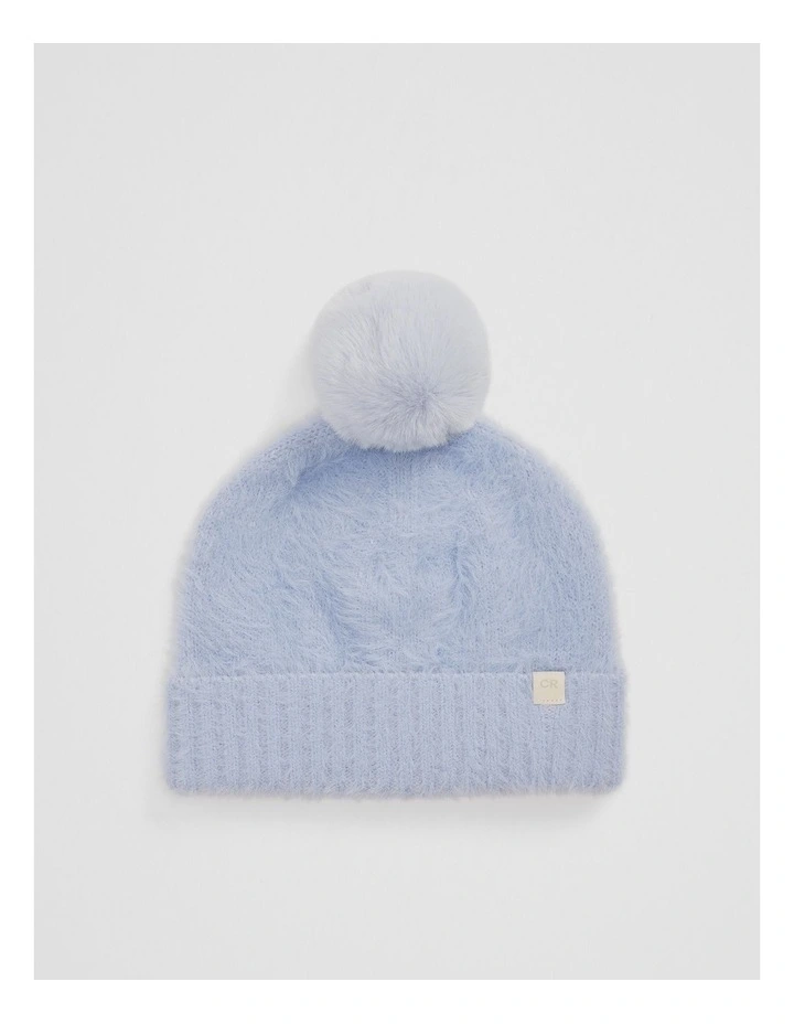 Fluffy Knit Beanie in Bluebell image 1