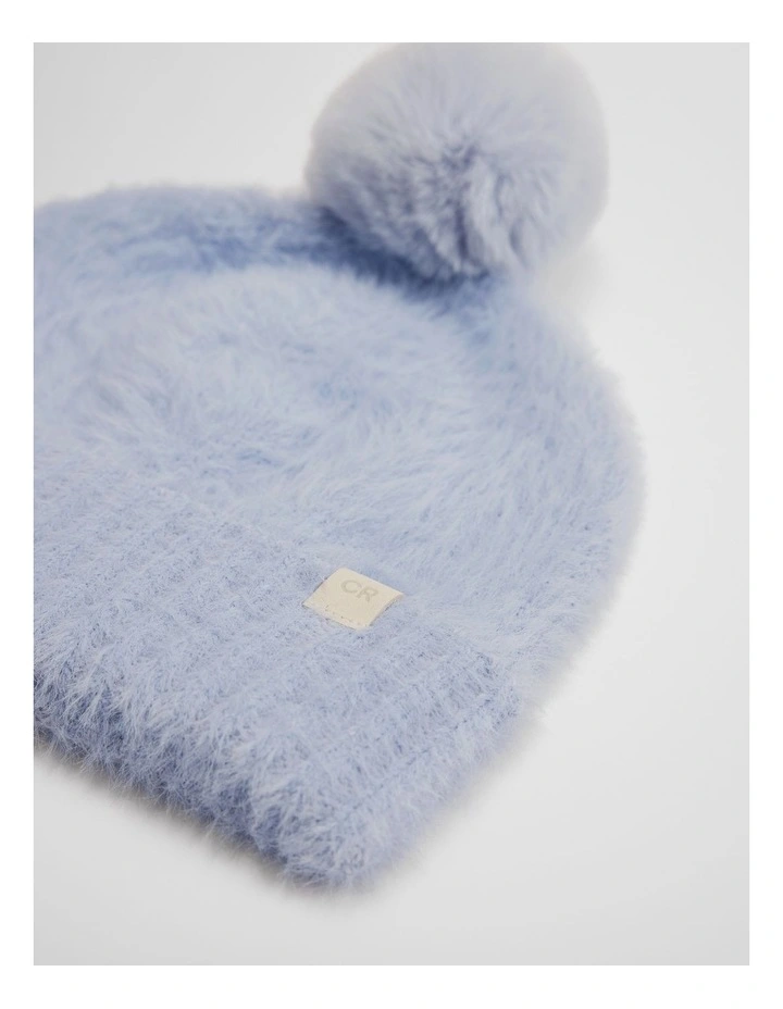 Fluffy Knit Beanie in Bluebell image 2