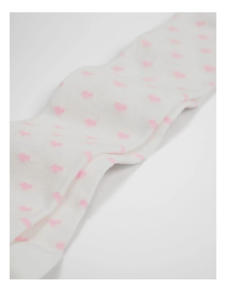 Organically Grown Cotton Blend Heart Tight Socks in Marshmallow image 2