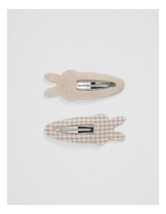 Bunny Hair Clips in Stone