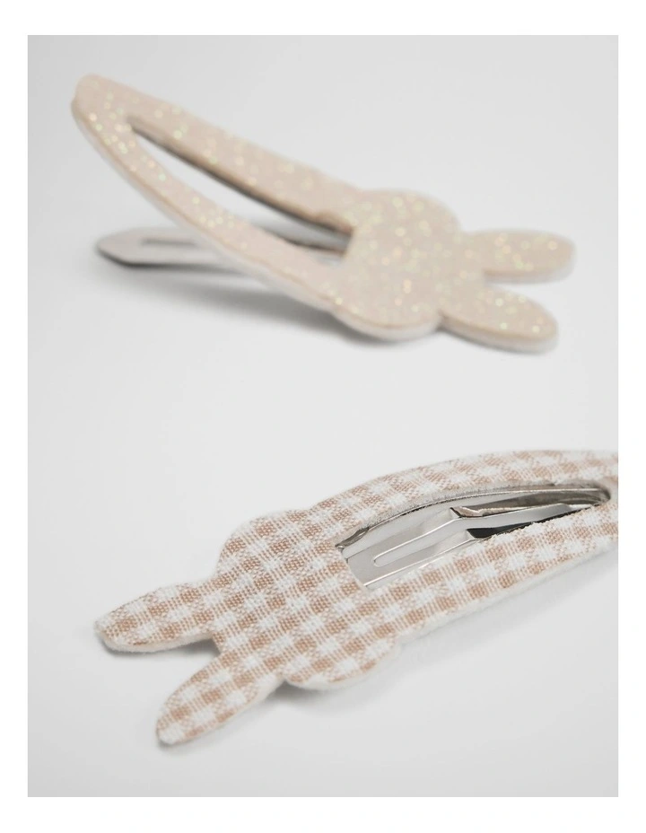 Bunny Hair Clips in Stone image 2