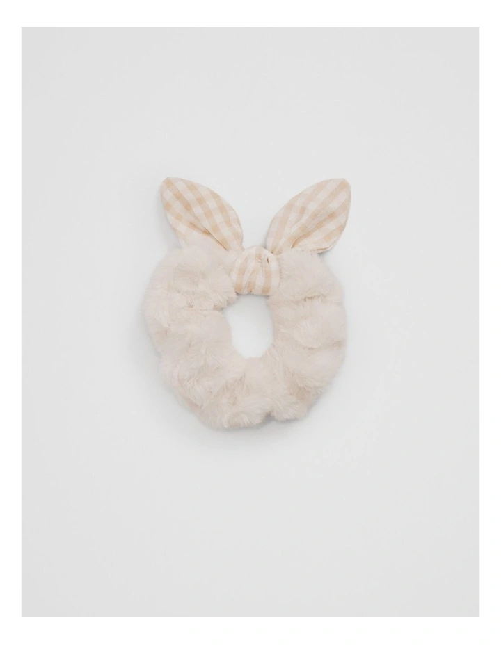 Faux Fur Scrunchie in Stone image 1