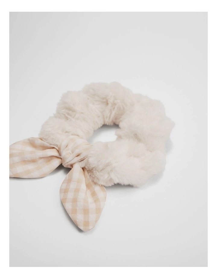 Faux Fur Scrunchie in Stone image 2