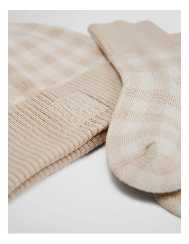 Check Knit Gift Set in Mushroom image 2