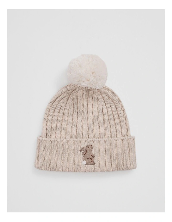 Bunny Beanie in Oatmeal Marle image 1