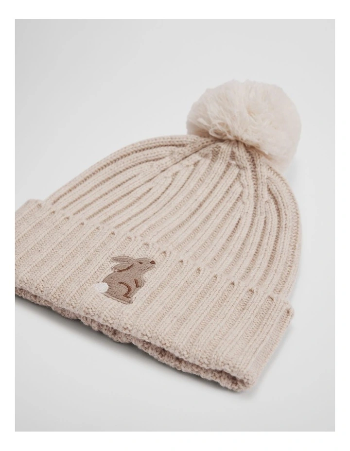 Bunny Beanie in Oatmeal Marle image 3