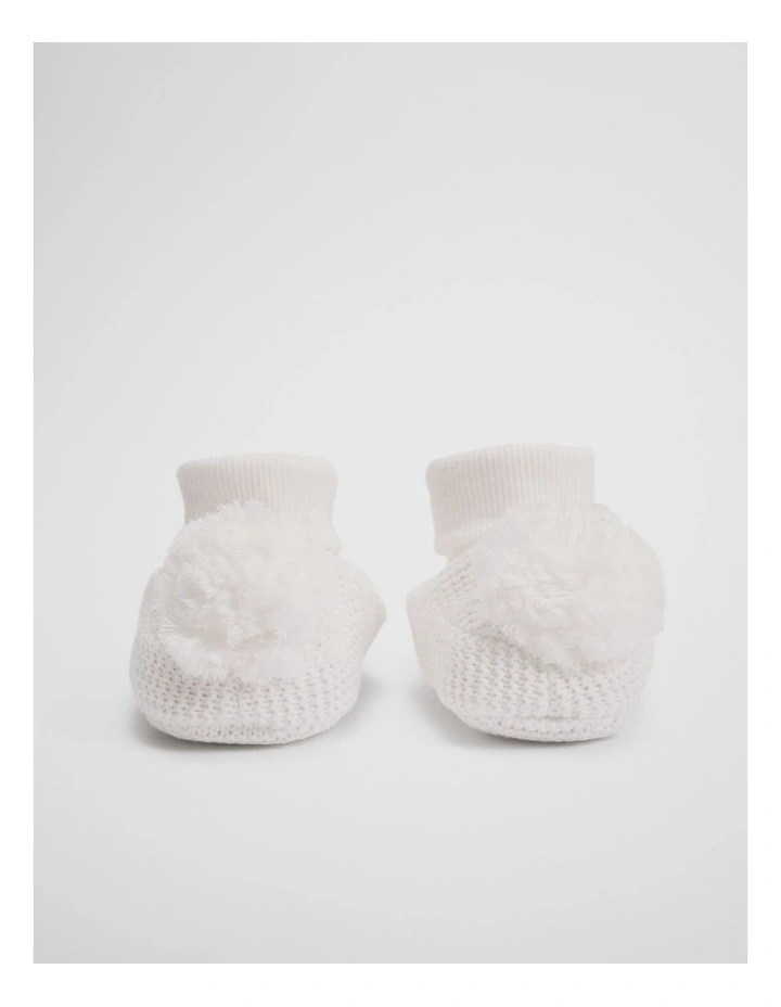 Baby Pom Pom Bootie in Oyster image 3