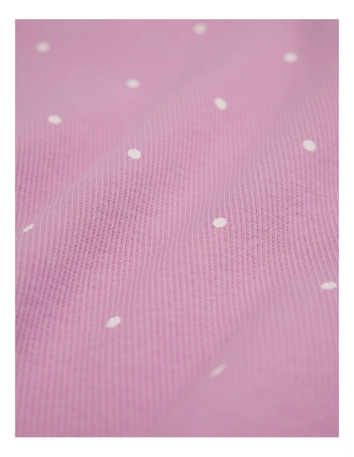 Organically Grown Cotton Cord Soft Frill Rib T-shirt in Berry Spot image 2