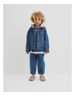 Hooded Denim Jacket in Light Indigo