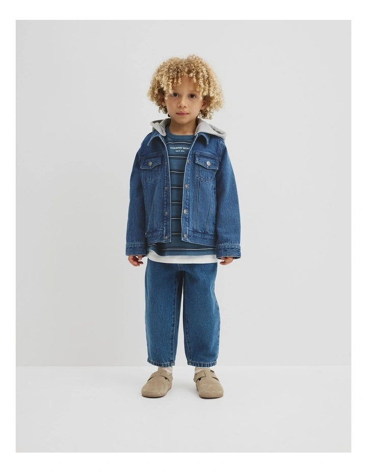 Hooded Denim Jacket in Light Indigo image 1