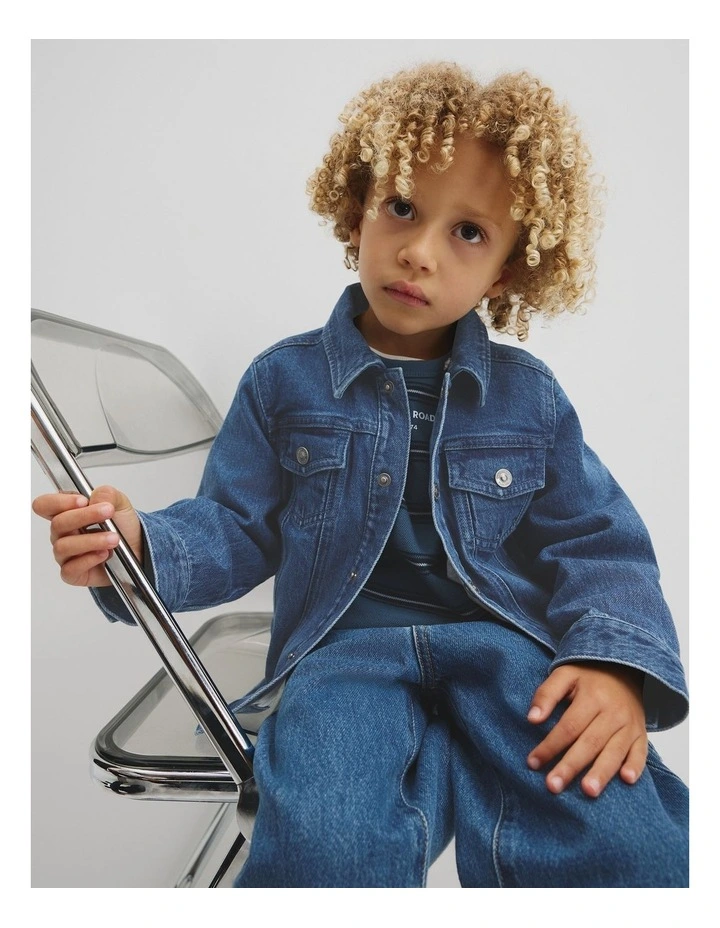 Hooded Denim Jacket in Light Indigo image 2