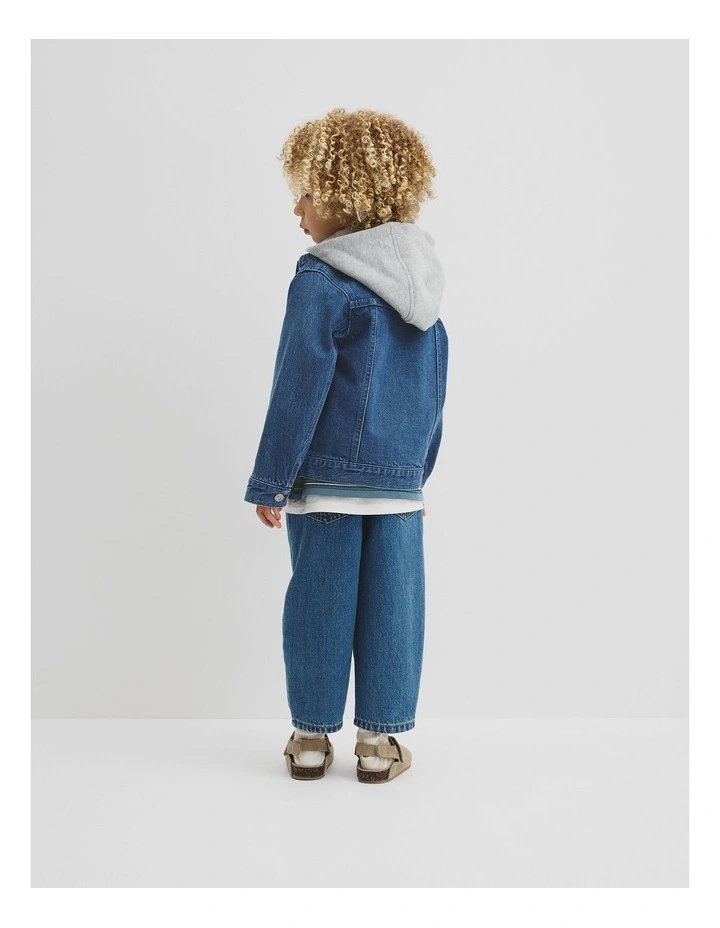 Hooded Denim Jacket in Light Indigo image 3