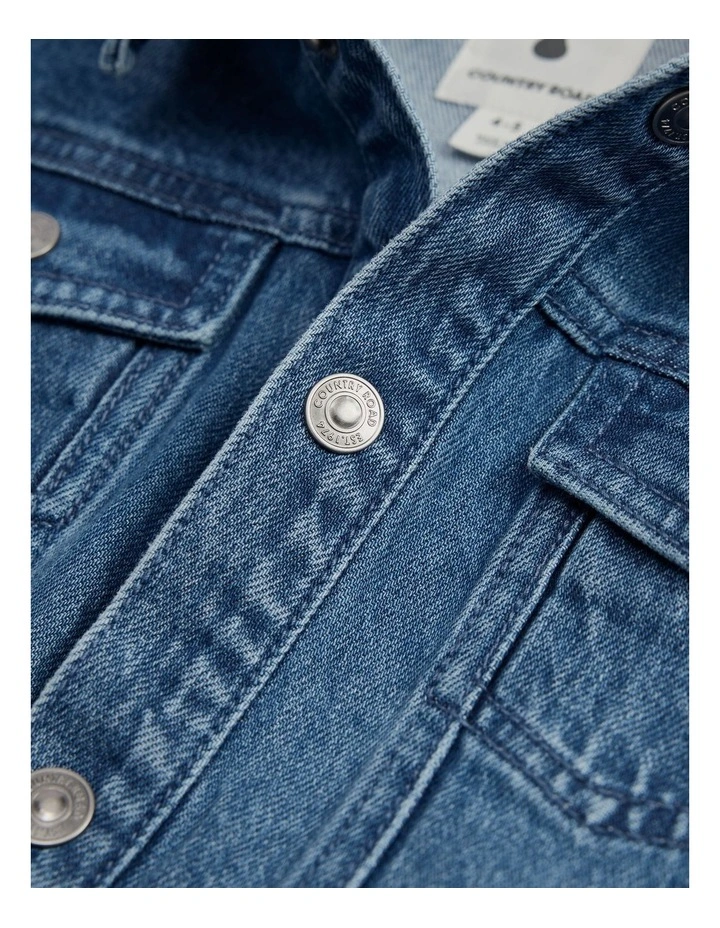 Hooded Denim Jacket in Light Indigo image 5