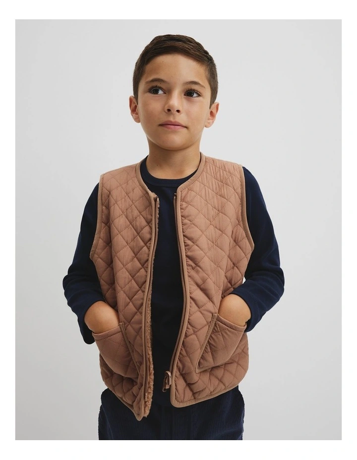 Reversible Gilet in Camel image 2