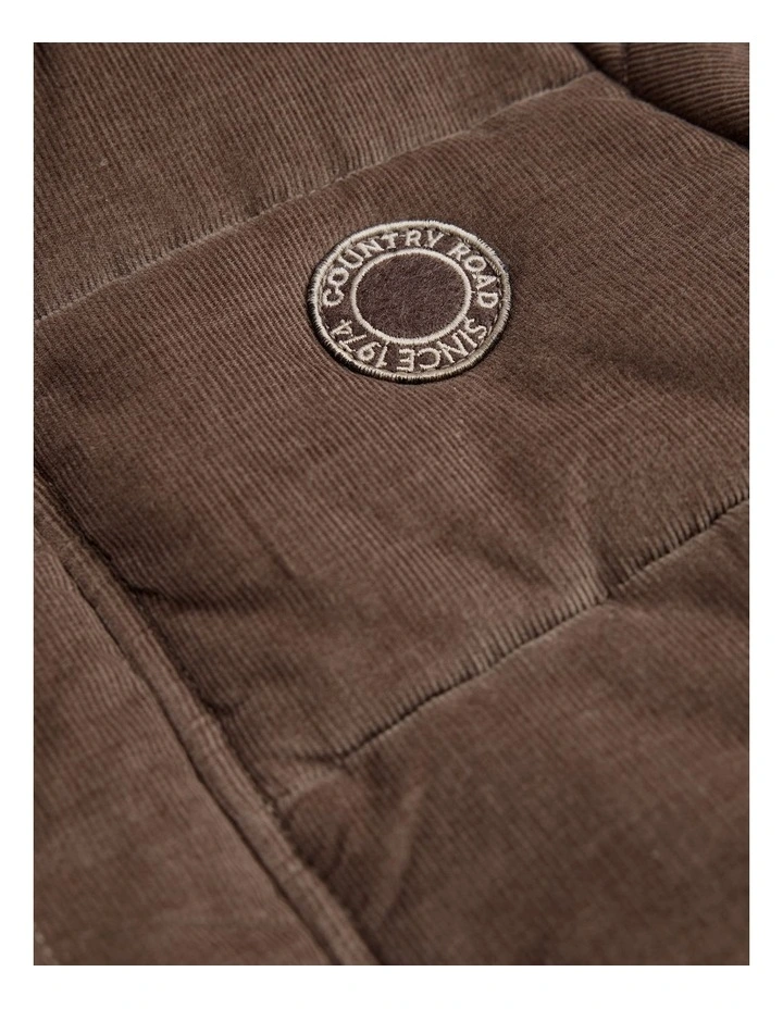 Cord Puffer Jacket in Chocolate image 5