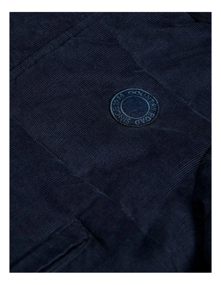 Cord Puffer Jacket in Navy image 5