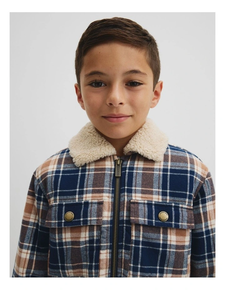 Checked Shacket in Navy image 2