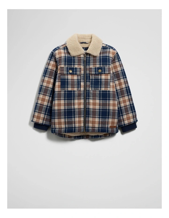 Checked Shacket in Navy image 4