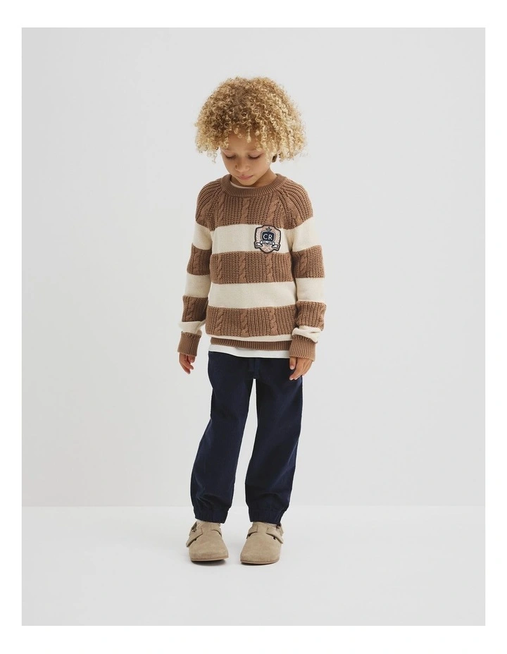 Block Stripe Knit in Camel image 1