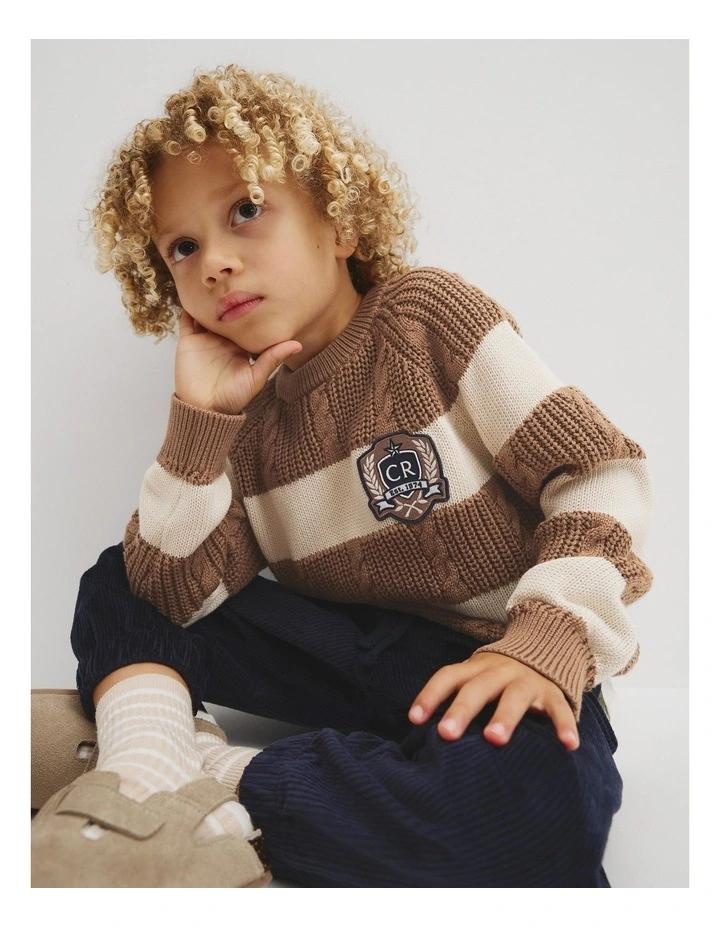 Block Stripe Knit in Camel image 2
