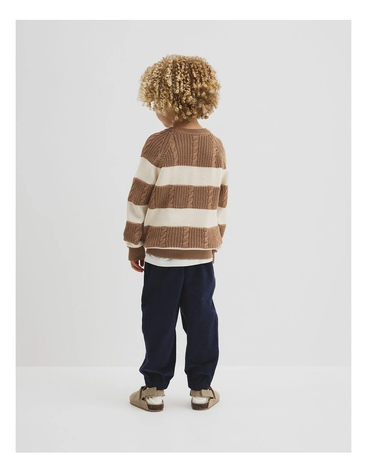 Block Stripe Knit in Camel image 3