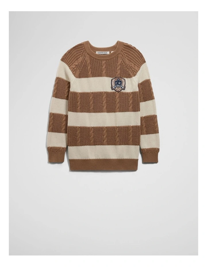 Block Stripe Knit in Camel image 4