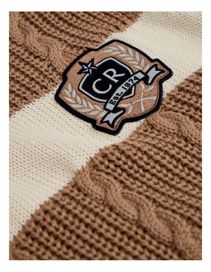 Block Stripe Knit in Camel image 5