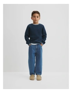 Rib Detail Knit in Navy Marle